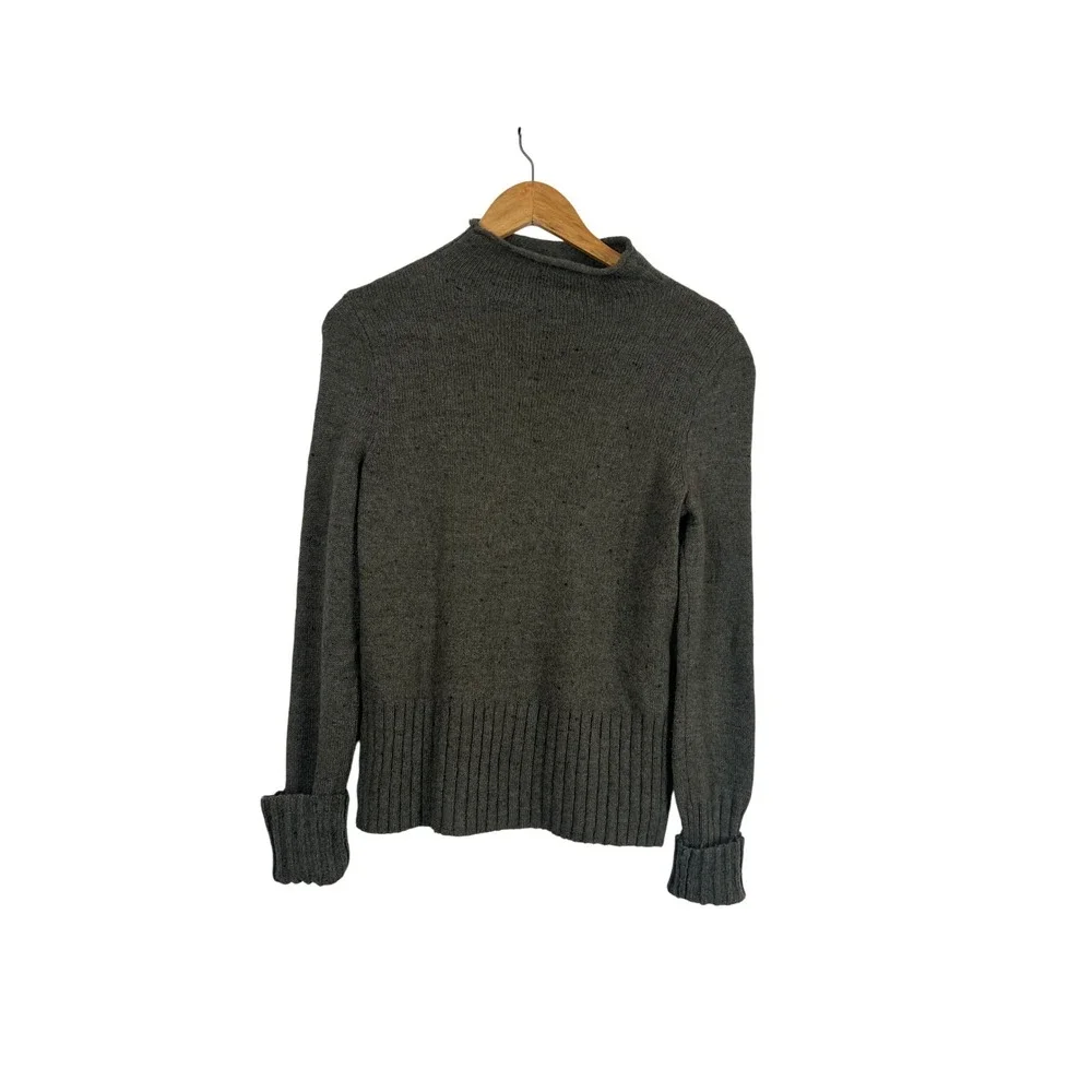 Madewell Mock Neck‎ Sweater Olive Green Merino Wool Blend Slub Knit Small S